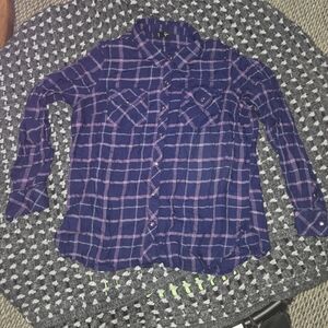 Jessica Simpson Women's Plaid Button Down Shirt - Purple and Pink